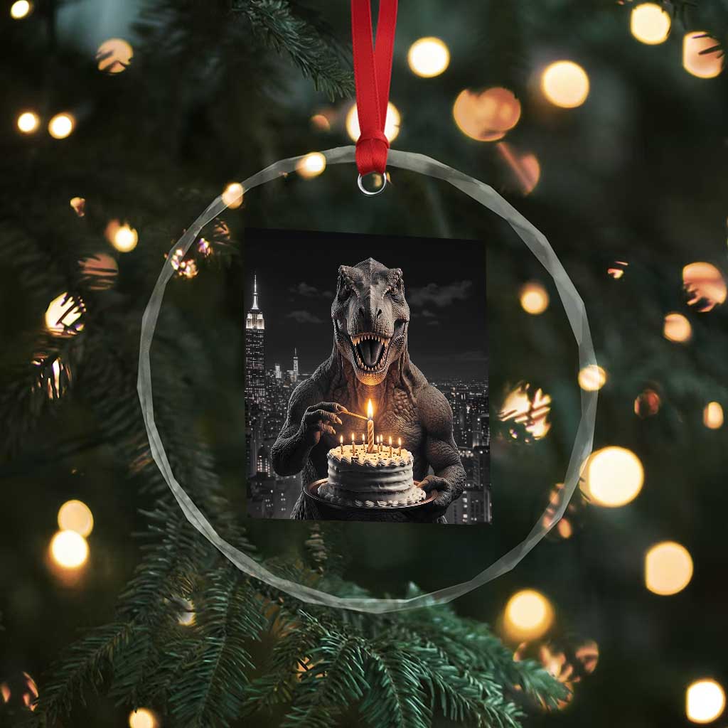 Funny Birthday Dinosaur Crystal Glass Ornament Prehistoric Party Celebration TS12 Print Your Wear
