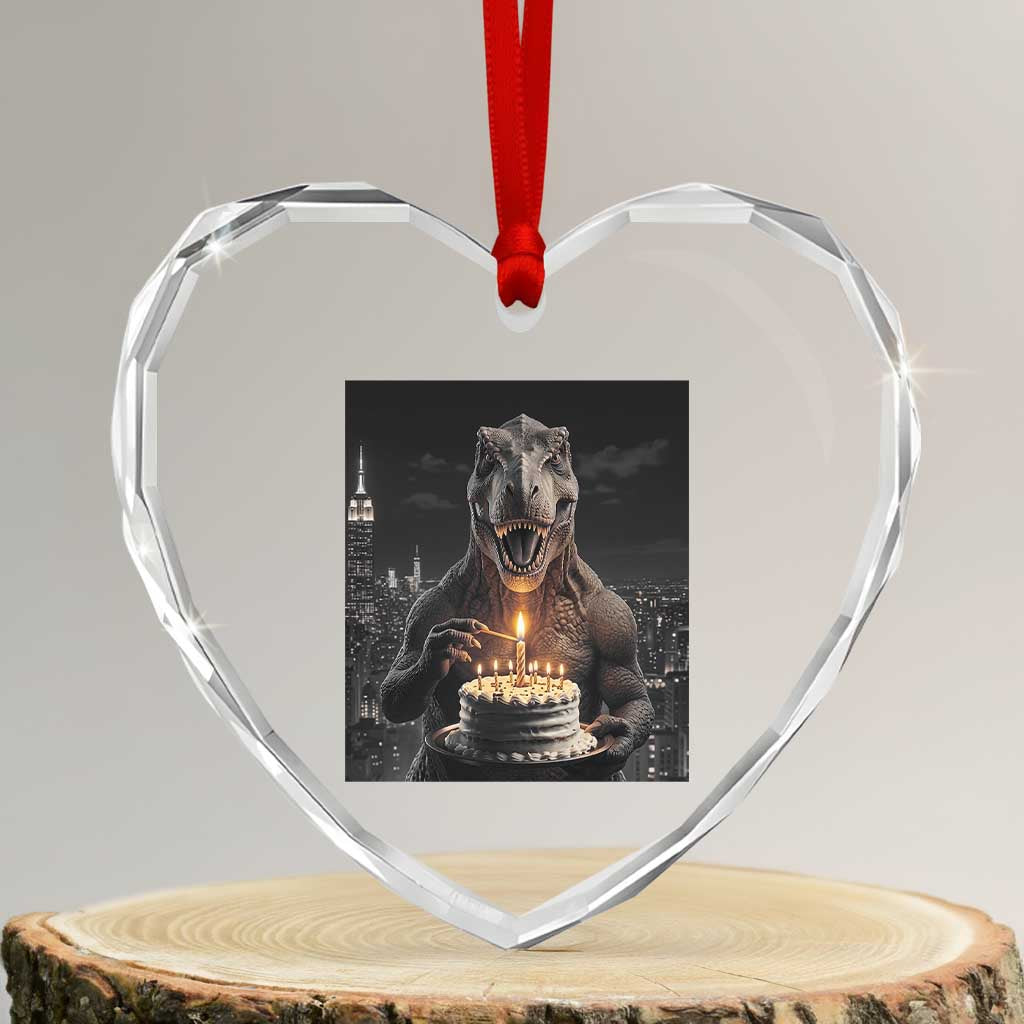 Funny Birthday Dinosaur Heart Crystal Glass Ornament Prehistoric Party Celebration TS12 Transparent Glass 3'' Heart Print Your Wear