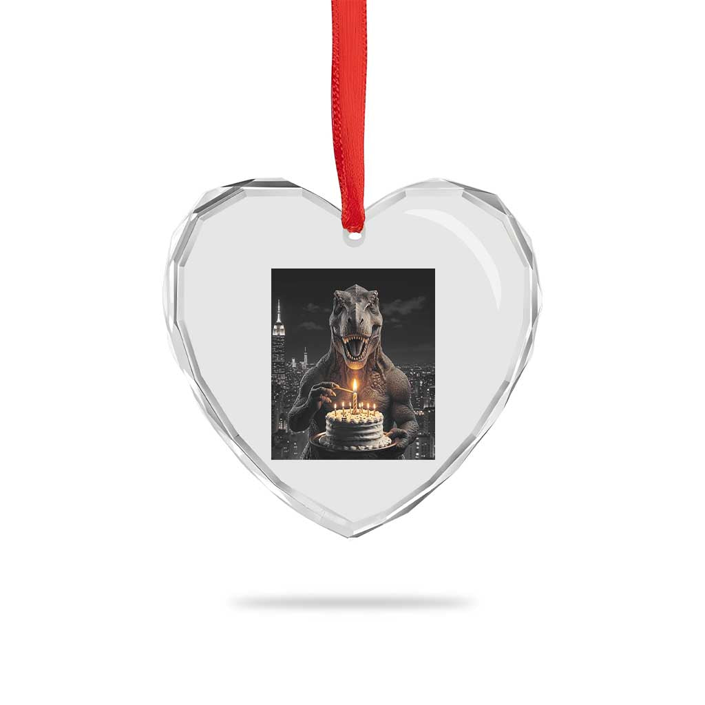 Funny Birthday Dinosaur Heart Crystal Glass Ornament Prehistoric Party Celebration TS12 Print Your Wear