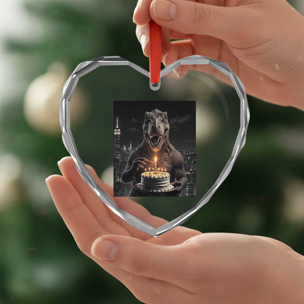 Funny Birthday Dinosaur Heart Crystal Glass Ornament Prehistoric Party Celebration TS12 Print Your Wear