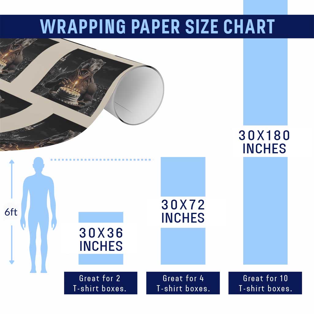 Funny Birthday Dinosaur Wrapping Paper Roll Prehistoric Party Celebration TS12 Print Your Wear