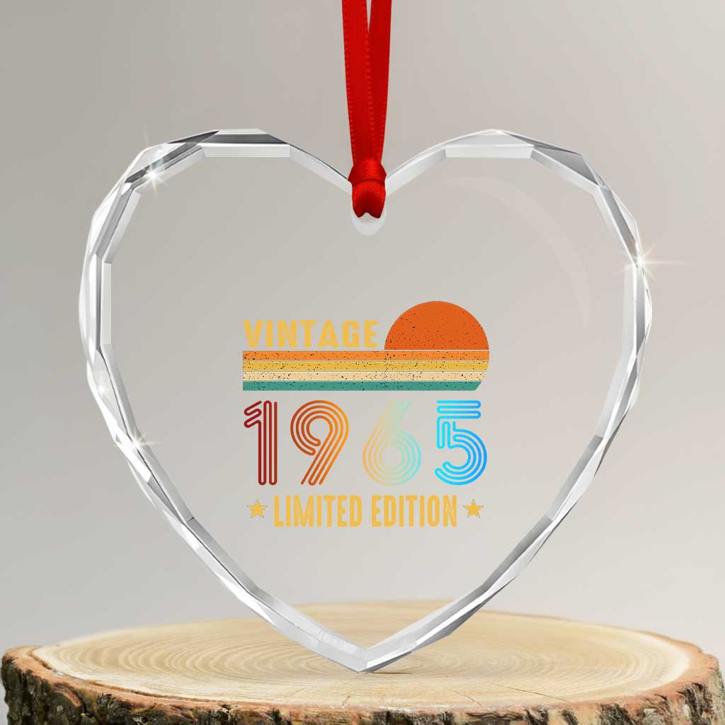 Funny Birthday Heart Crystal Glass Ornament Vintage 1965 Limited Edition Bday Party - Print Your Wear
