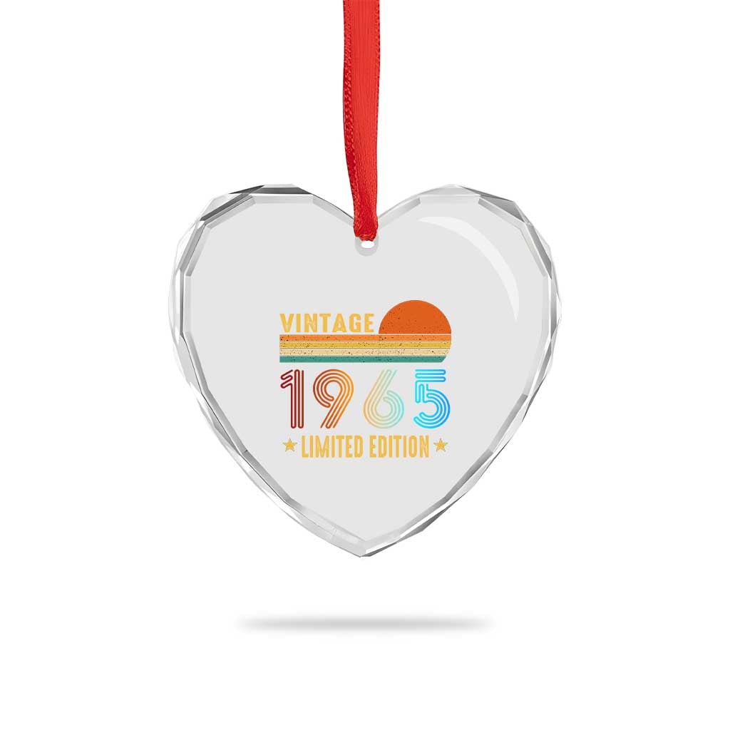 Funny Birthday Heart Crystal Glass Ornament Vintage 1965 Limited Edition Bday Party - Print Your Wear