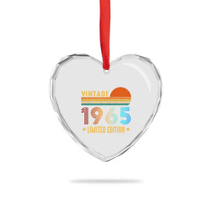 Funny Birthday Heart Crystal Glass Ornament Vintage 1965 Limited Edition Bday Party - Print Your Wear