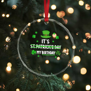 Funny Birthday St Patricks Day Crystal Glass Ornament Funny Shamrock Born Lucky Irish Bday TS10 Print Your Wear