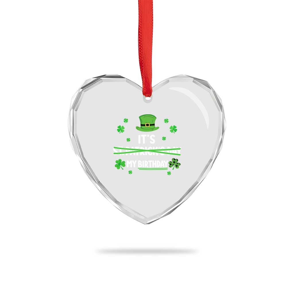 Funny Birthday St Patricks Day Heart Crystal Glass Ornament Funny Shamrock Born Lucky Irish Bday TS10 Print Your Wear