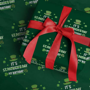 Funny Birthday St Patricks Day Wrapping Paper Roll Funny Shamrock Born Lucky Irish Bday TS10 Green Print Your Wear