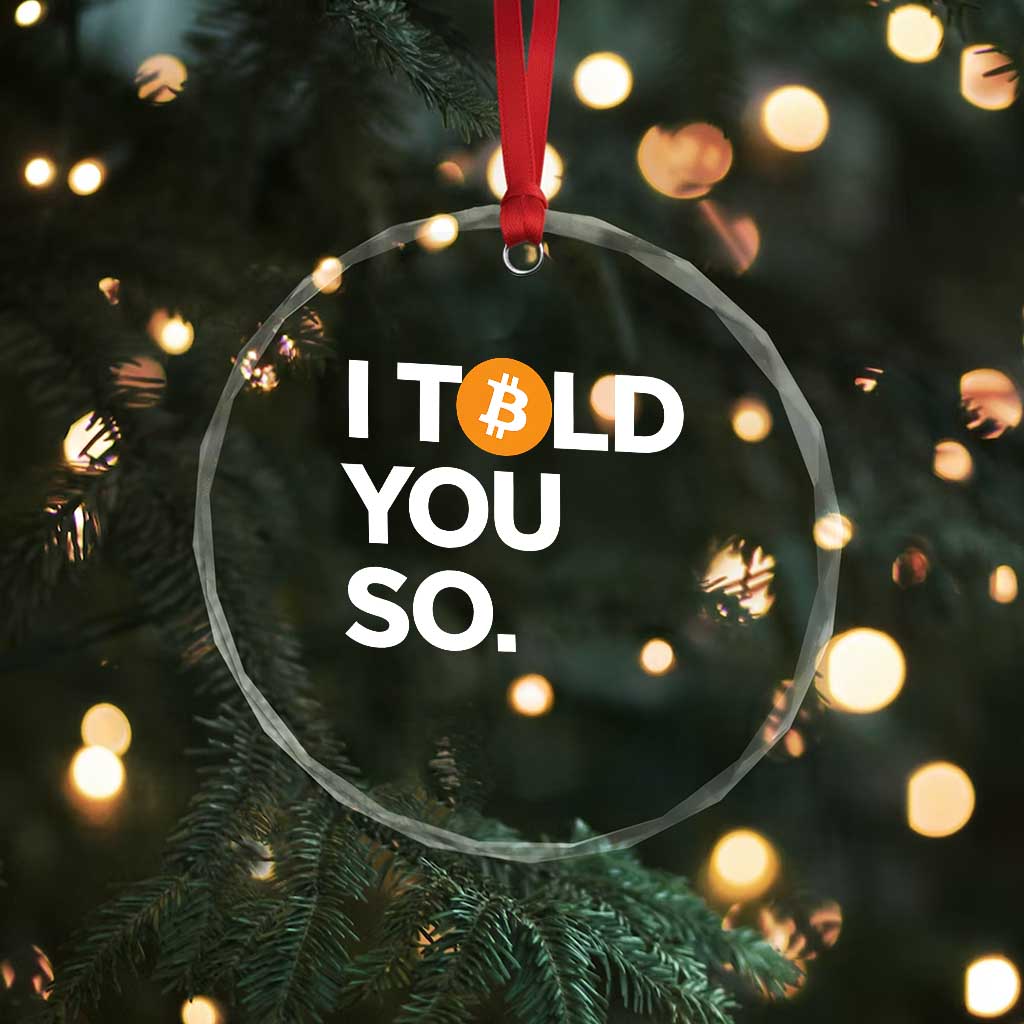 Funny Bitcoin Crystal Glass Ornament Bitcoin I Told You So Funny BTC Crypto Cryptocurrency Trader TS02 Print Your Wear