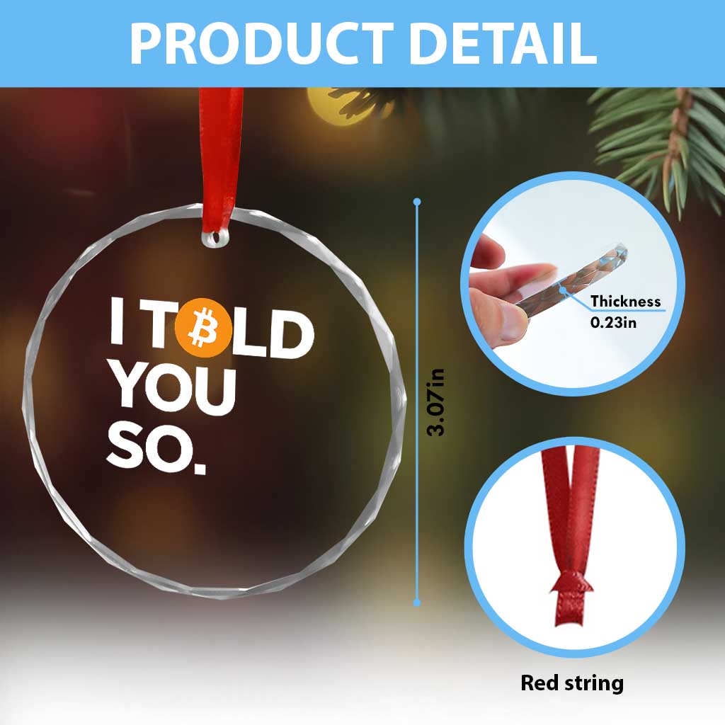 Funny Bitcoin Crystal Glass Ornament Bitcoin I Told You So Funny BTC Crypto Cryptocurrency Trader TS02 Print Your Wear