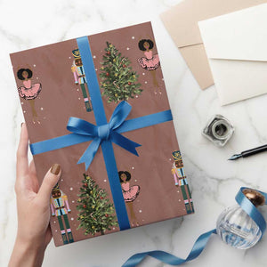 Funny Black Ballerina Nutcracker African American Christmas Wrapping Paper Roll TS11 Mocha Print Your Wear