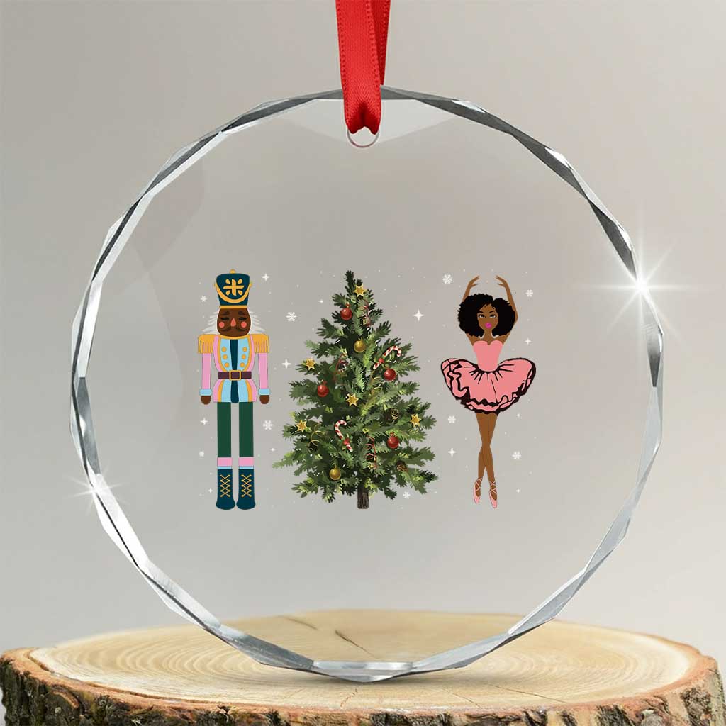 Funny Black Ballerina Nutcracker African American Xmas Crystal Glass Ornament TS11 Transparent Glass 3'' Circle Print Your Wear
