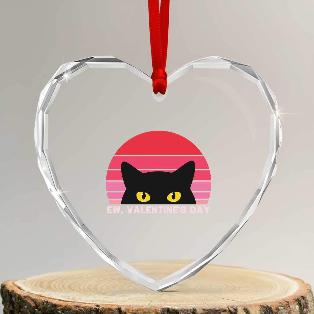 Funny Black Cat Anti Valentine Meme Heart Crystal Glass Ornament TS14 Transparent Glass 3'' Heart Print Your Wear