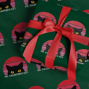 Funny Black Cat Anti Valentine Meme Wrapping Paper Roll TS14 Green Print Your Wear