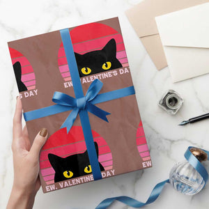 Funny Black Cat Anti Valentine Meme Wrapping Paper Roll TS14 Mocha Print Your Wear