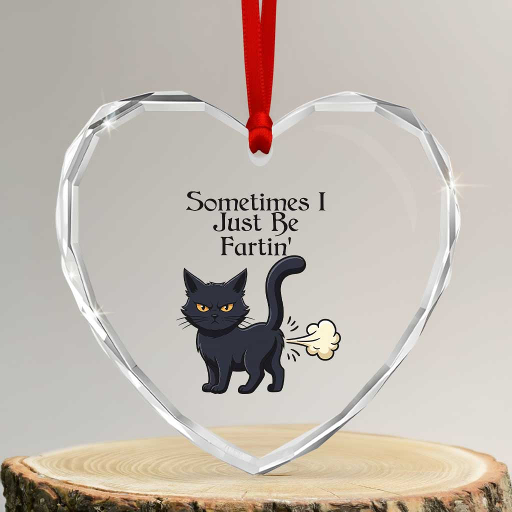 Funny Black Cat Bathroom Humor Heart Crystal Glass Ornament Sometimes I Just Be Fartin TS12 Transparent Glass 3'' Heart Print Your Wear