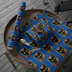 Funny Black Cat Bruh Meme Wrapping Paper Roll Funny Black Cat TS14 Blue Print Your Wear