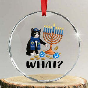 Funny Black Cat Chaos Hanukkah Menorah Gift Crystal Glass Ornament TS12 Transparent Glass 3'' Circle Print Your Wear