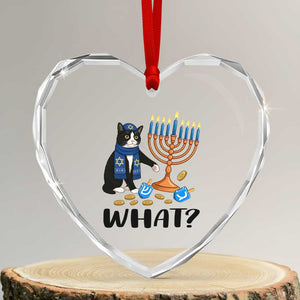 Funny Black Cat Chaos Hanukkah Menorah Gift Heart Crystal Glass Ornament TS12 Transparent Glass 3'' Heart Print Your Wear