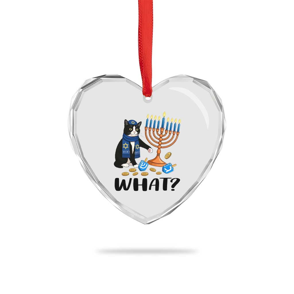 Funny Black Cat Chaos Hanukkah Menorah Gift Heart Crystal Glass Ornament TS12 Print Your Wear