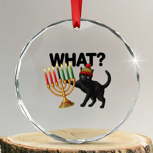 Funny Black Cat Chaos Kwanzaa Kinara Candle Crystal Glass Ornament African Heritage Gift TS12 Transparent Glass 3'' Circle Print Your Wear