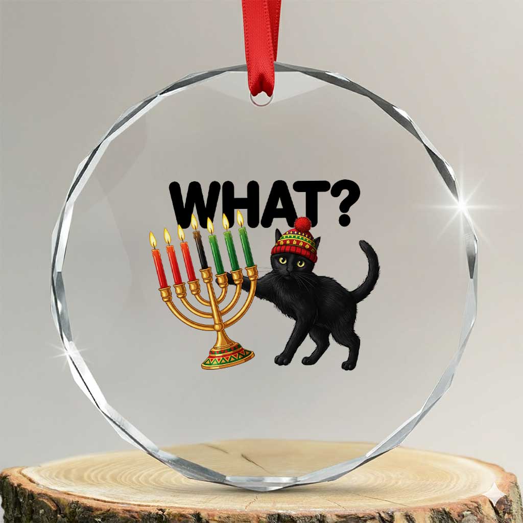 Funny Black Cat Chaos Kwanzaa Kinara Candle Crystal Glass Ornament African Heritage Gift TS12 Transparent Glass 3'' Circle Print Your Wear