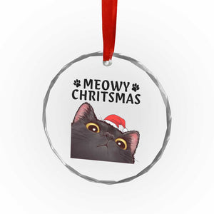 Funny Black Cat Christmas Crystal Glass Ornament Cute Kitty Xmas TS14 Print Your Wear