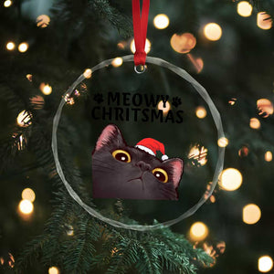 Funny Black Cat Christmas Crystal Glass Ornament Cute Kitty Xmas TS14 Print Your Wear