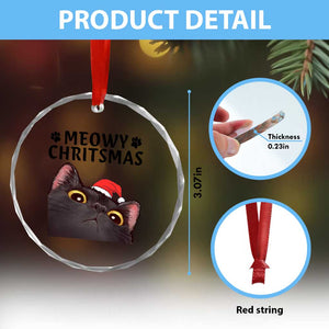 Funny Black Cat Christmas Crystal Glass Ornament Cute Kitty Xmas TS14 Print Your Wear