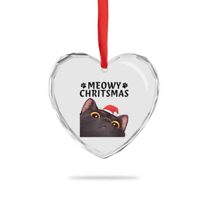 Funny Black Cat Christmas Heart Crystal Glass Ornament Cute Kitty Xmas TS14 Print Your Wear