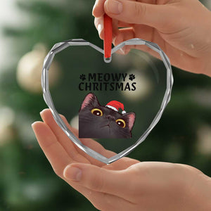 Funny Black Cat Christmas Heart Crystal Glass Ornament Cute Kitty Xmas TS14 Print Your Wear