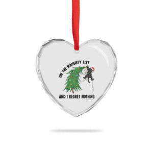 Funny Black Cat Christmas Heart Crystal Glass Ornament On the Naughty List And I Regret Nothing TS14 Print Your Wear