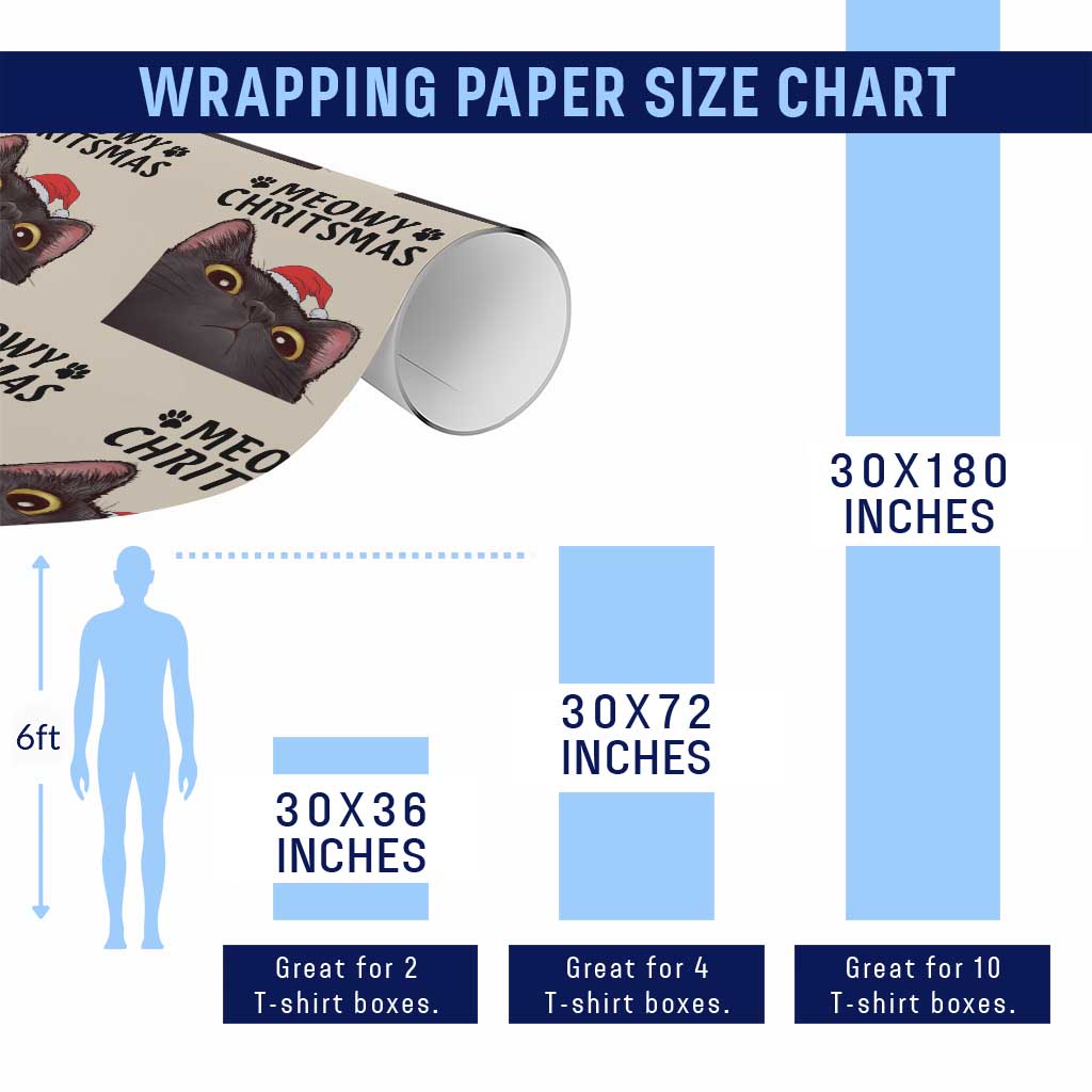 Funny Black Cat Christmas Wrapping Paper Roll Cute Kitty Xmas TS14 Print Your Wear