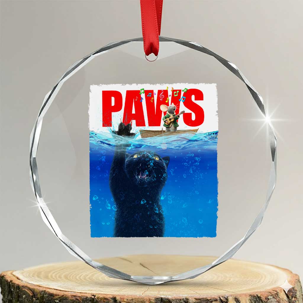 Funny Black Cat Crystal Glass Ornament PAWS Parody Kitten Mouse Humorous TS14 Transparent Glass 3'' Circle Print Your Wear