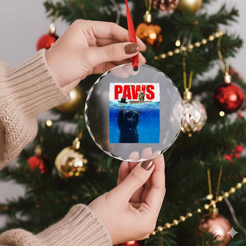 Funny Black Cat Crystal Glass Ornament PAWS Parody Kitten Mouse Humorous TS14 Print Your Wear