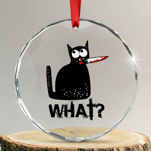 Funny Black Cat Crystal Glass Ornament What Kitten Murderous TS11 Transparent Glass 3'' Circle Print Your Wear