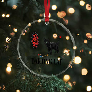 Funny Black Cat Darts Player Crystal Glass Ornament Darting Cat Dartist Gift TS12 Print Your Wear