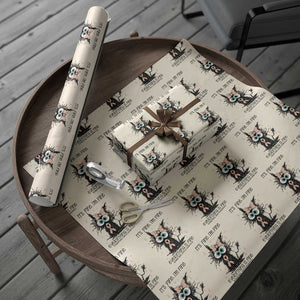 Funny Black Cat Endometrial Cancer Awareness Wrapping Paper Roll Its Fine Im Fine Everything Is Fine