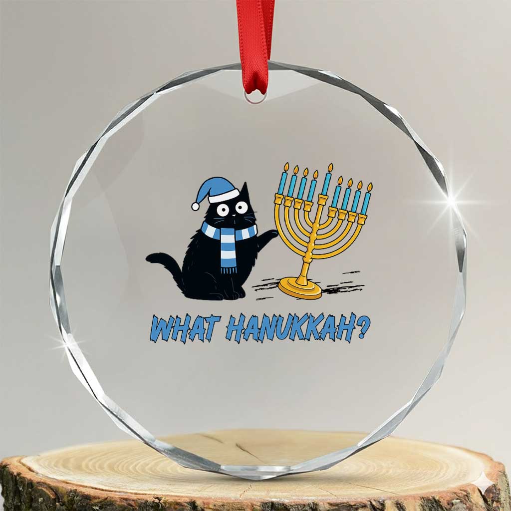 Funny Black Cat Hanukkah Chanukah Crystal Glass Ornament TS14 Transparent Glass 3'' Circle Print Your Wear