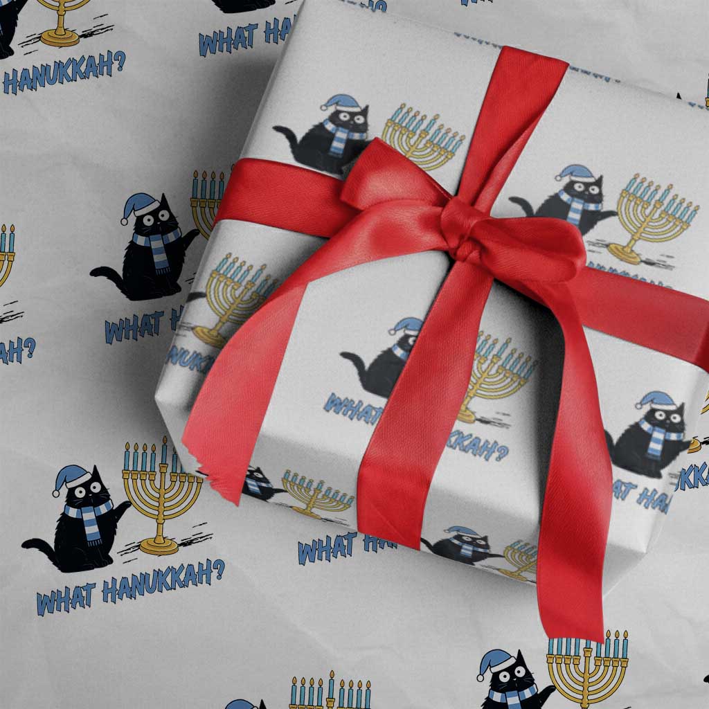 Funny Black Cat Hanukkah Chanukah Wrapping Paper Roll TS14 White Print Your Wear