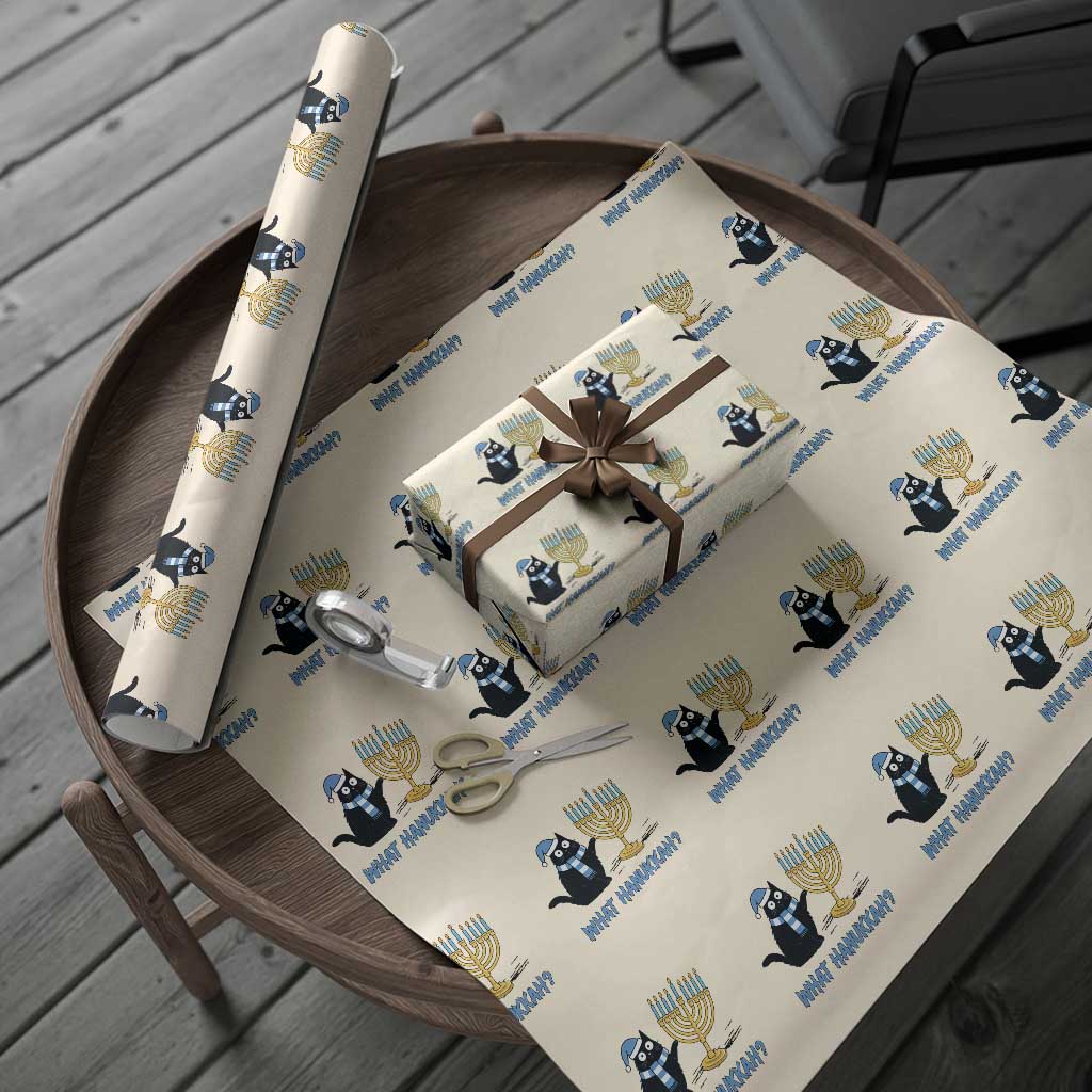 Funny Black Cat Hanukkah Chanukah Wrapping Paper Roll TS14 Beige Print Your Wear
