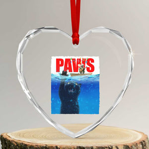 Funny Black Cat Heart Crystal Glass Ornament PAWS Parody Kitten Mouse Humorous TS14 Transparent Glass 3'' Heart Print Your Wear