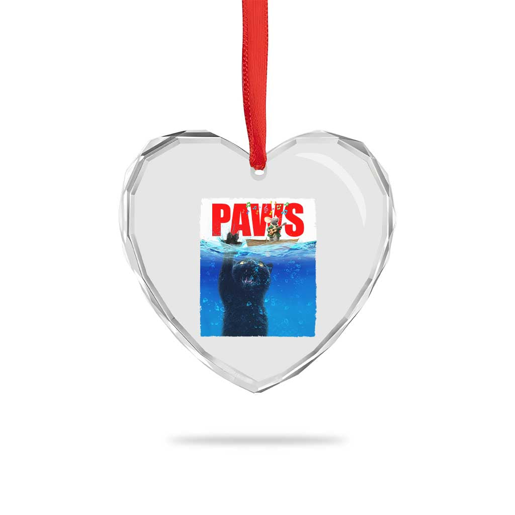 Funny Black Cat Heart Crystal Glass Ornament PAWS Parody Kitten Mouse Humorous TS14 Print Your Wear