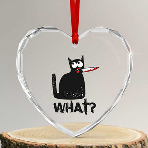 Funny Black Cat Heart Crystal Glass Ornament What Kitten Murderous TS11 Transparent Glass 3'' Heart Print Your Wear