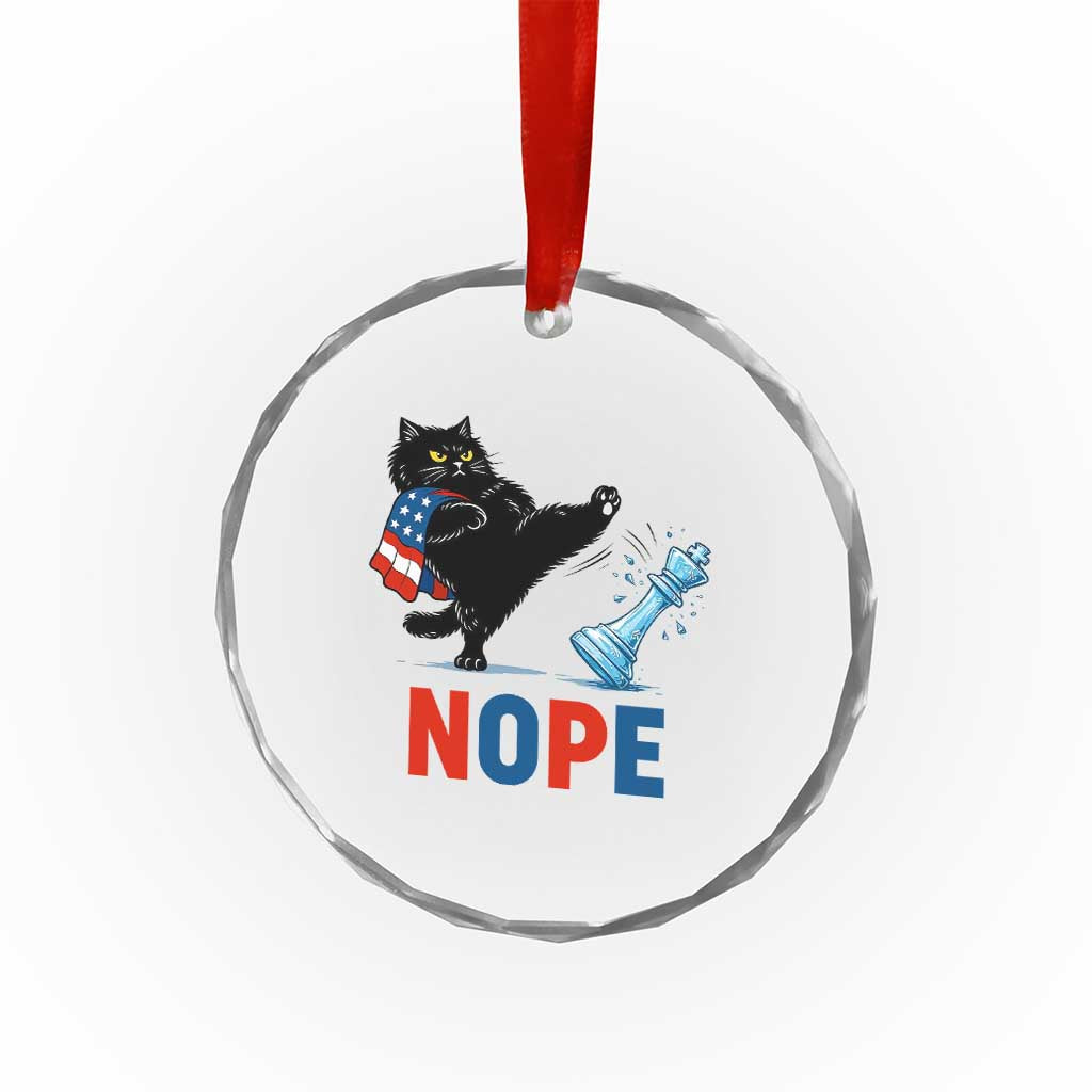 Funny Black Cat Kicks The Icy Chess Piece Nope Crystal Glass Ornament TS12 Print Your Wear