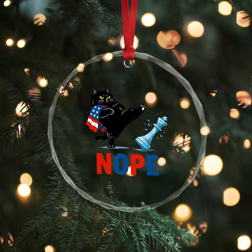 Funny Black Cat Kicks The Icy Chess Piece Nope Crystal Glass Ornament TS12 Print Your Wear