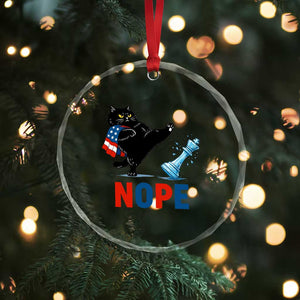 Funny Black Cat Kicks The Icy Chess Piece Nope Crystal Glass Ornament TS12 Print Your Wear