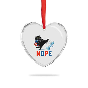 Funny Black Cat Kicks The Icy Chess Piece Nope Heart Crystal Glass Ornament TS12 Print Your Wear