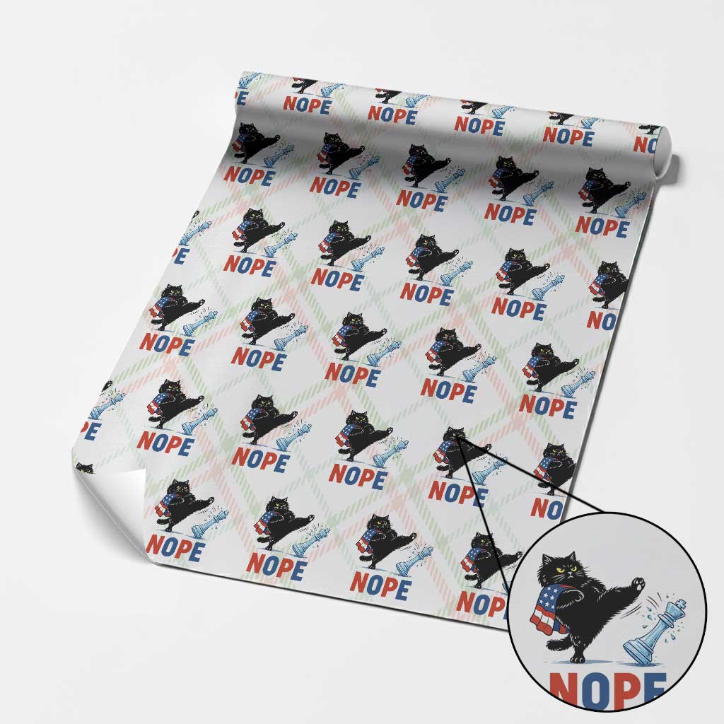 Funny Black Cat Kicks The Icy Chess Piece Nope Wrapping Paper Roll TS12 Christmas Plaid Print Your Wear