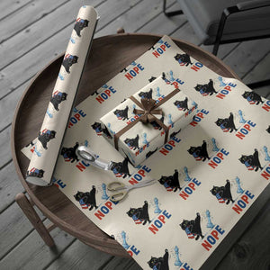 Funny Black Cat Kicks The Icy Chess Piece Nope Wrapping Paper Roll TS12 Beige Print Your Wear