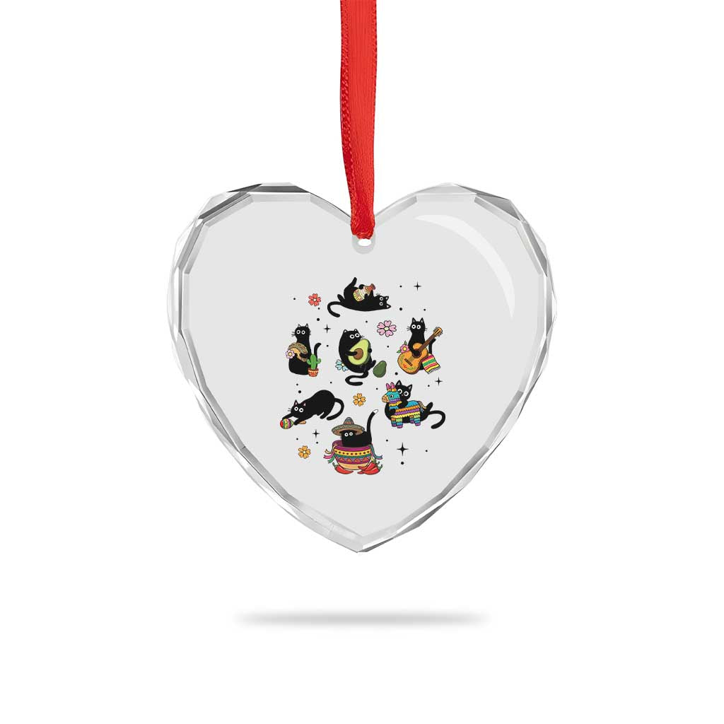 Funny Black Cat Lover Cinco De Mayo Heart Crystal Glass Ornament Mexican Fiesta Gift TS12 Print Your Wear